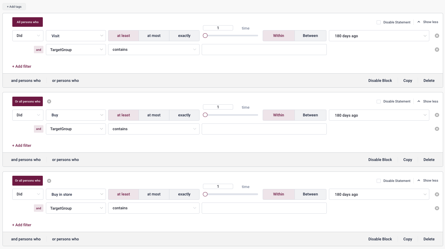 Upgrade of the CDP Audience Builder Filtering